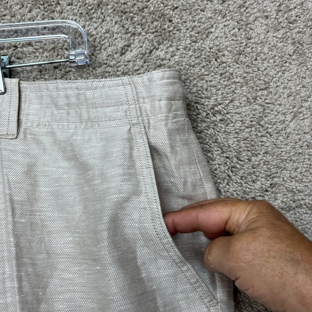 Perry Ellis Linen Blend Pants Mens 38x32 Beige Straight Leg Drawstring Twill EUC - Picture 10 of 16